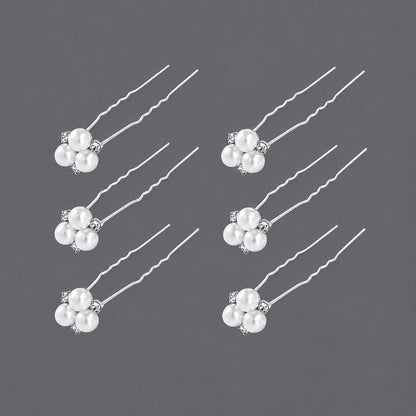 Handcrafted Pearl Hairpins With Rhinestones For Weddings