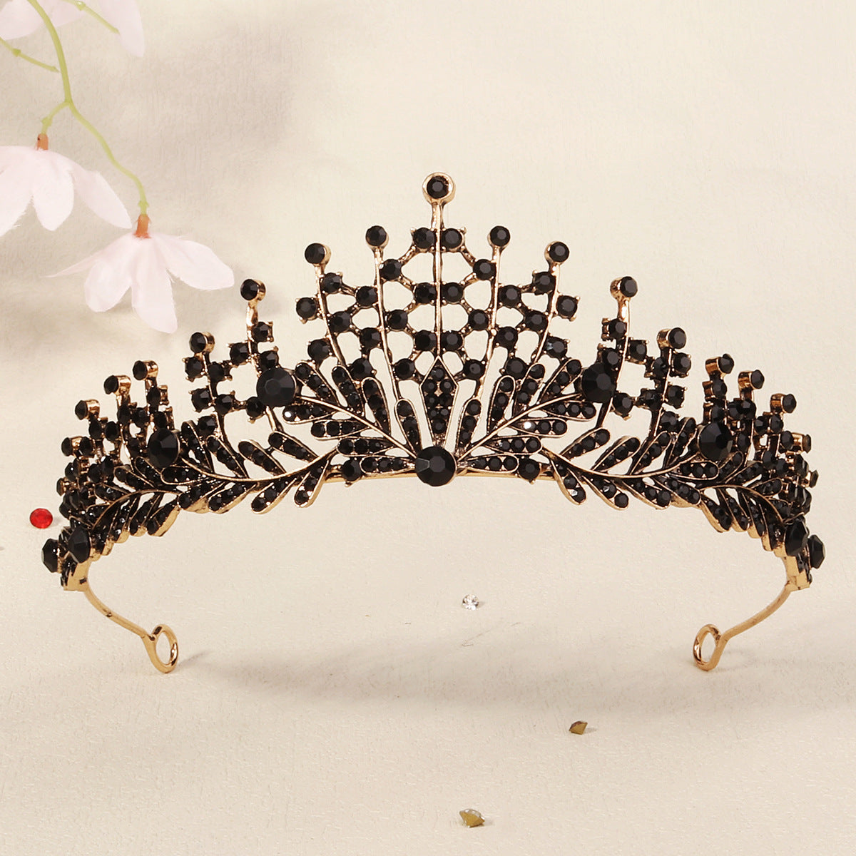 Dark Fantasy Alloy Crown with Rhinestones for Halloween Parties