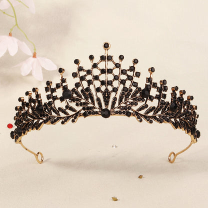 Dark Fantasy Alloy Crown with Rhinestones for Halloween Parties