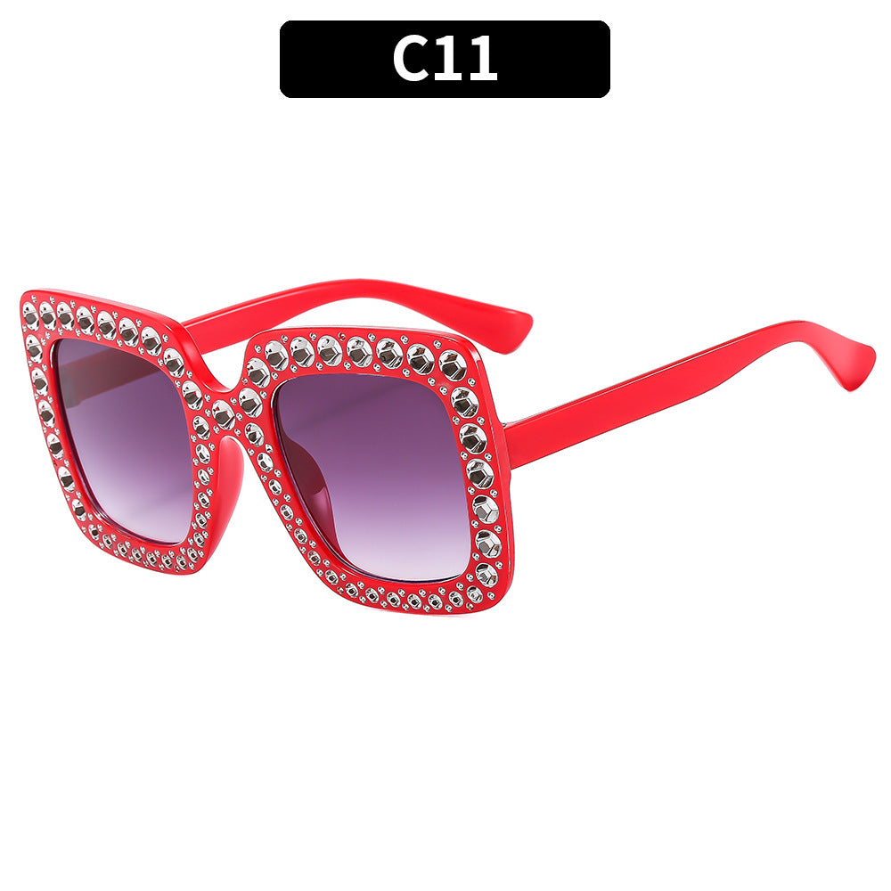 Colorful Gemstone-Embellished Disco Sunglasses Retro Style