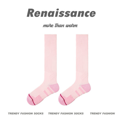 Compression Mid Calf Colorblock Nylon Blend Sport Socks