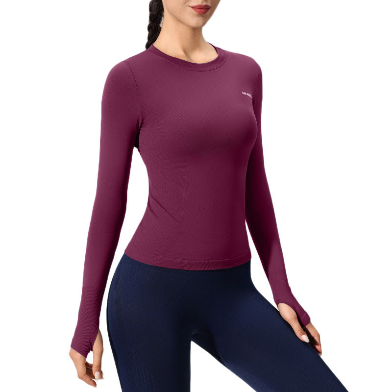 Women’s Fitted Long Sleeve Yoga Top - Moisture-Wicking Outdoor Training T-Shirt