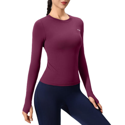 Women’s Fitted Long Sleeve Yoga Top - Moisture-Wicking Outdoor Training T-Shirt