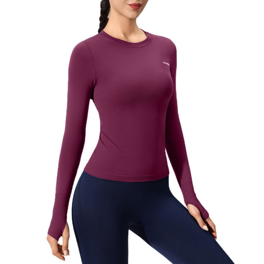 Women’s Fitted Long Sleeve Yoga Top - Moisture-Wicking Outdoor Training T-Shirt