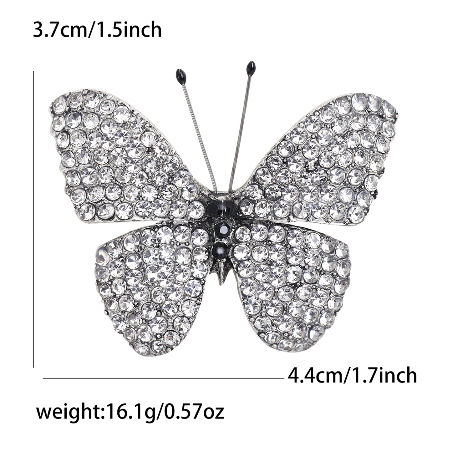 Alloy Butterfly Brooch with Rhinestones for Women's Elegant Outerwear