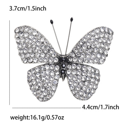 Alloy Butterfly Brooch with Rhinestones for Women's Elegant Outerwear