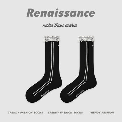 Socks Renaissance Striped Cotton Blend Mid Calf