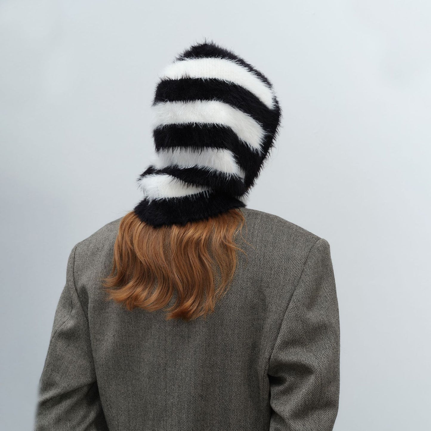 Unisex Color Block Knit Beanie Hat with Neck Protection