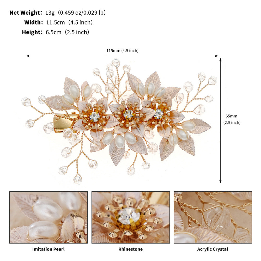 Handmade Floral Pearl Hair Clips for Weddings and Parties