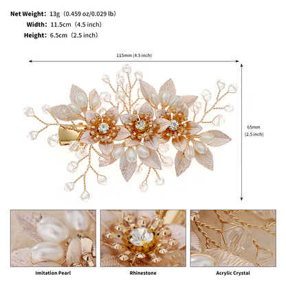 Handmade Floral Pearl Hair Clips for Weddings and Parties