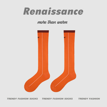 Calf Socks Colorblock Moisture Wicking Athletic