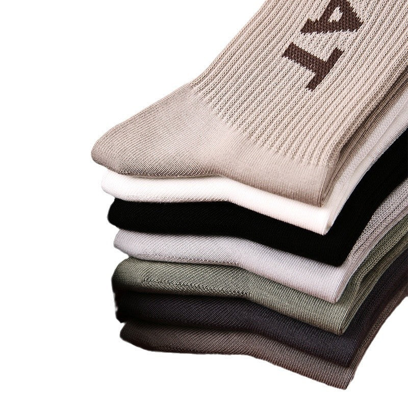 Mid Calf Alphabet Socks Combed Cotton Moisture Wicking