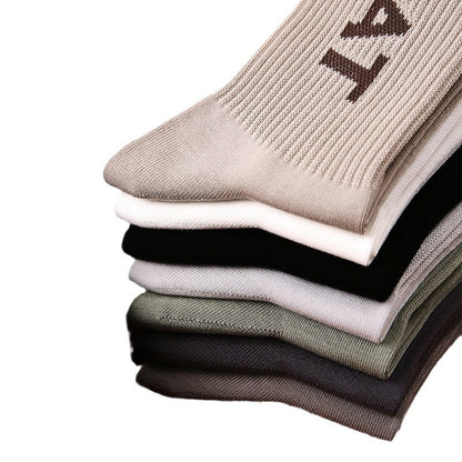 Mid Calf Alphabet Socks Combed Cotton Moisture Wicking
