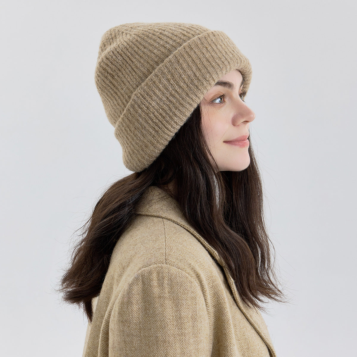 Women's Double-Layer Knitted Hat with Wool - Warm, Stylish, and Versatile