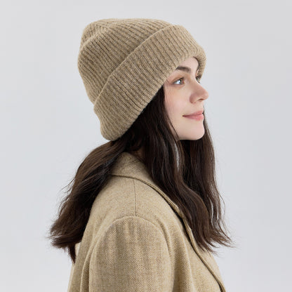 Women's Double-Layer Knitted Hat with Wool - Warm, Stylish, and Versatile