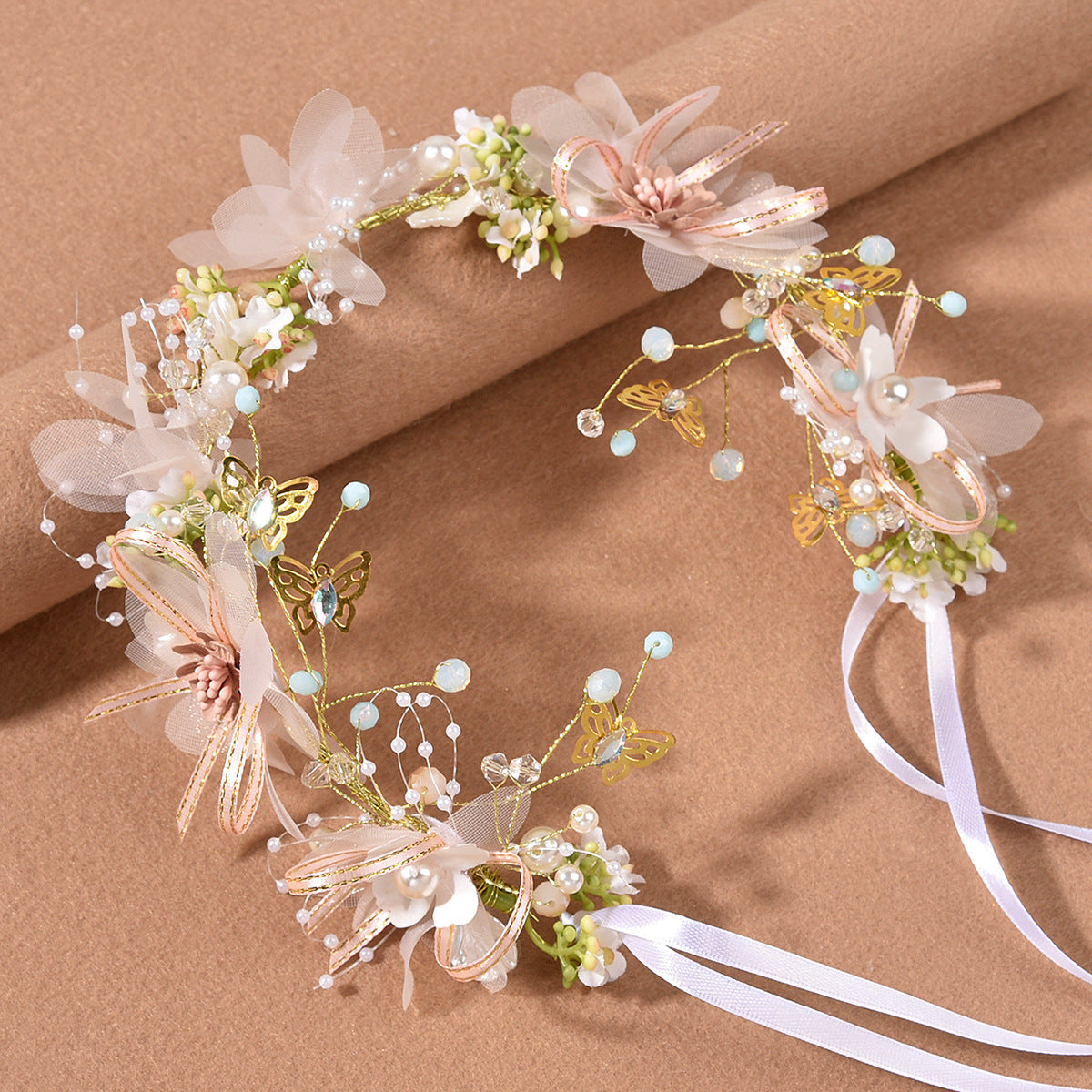 Floral Headband Wedding Hairpiece for Brides