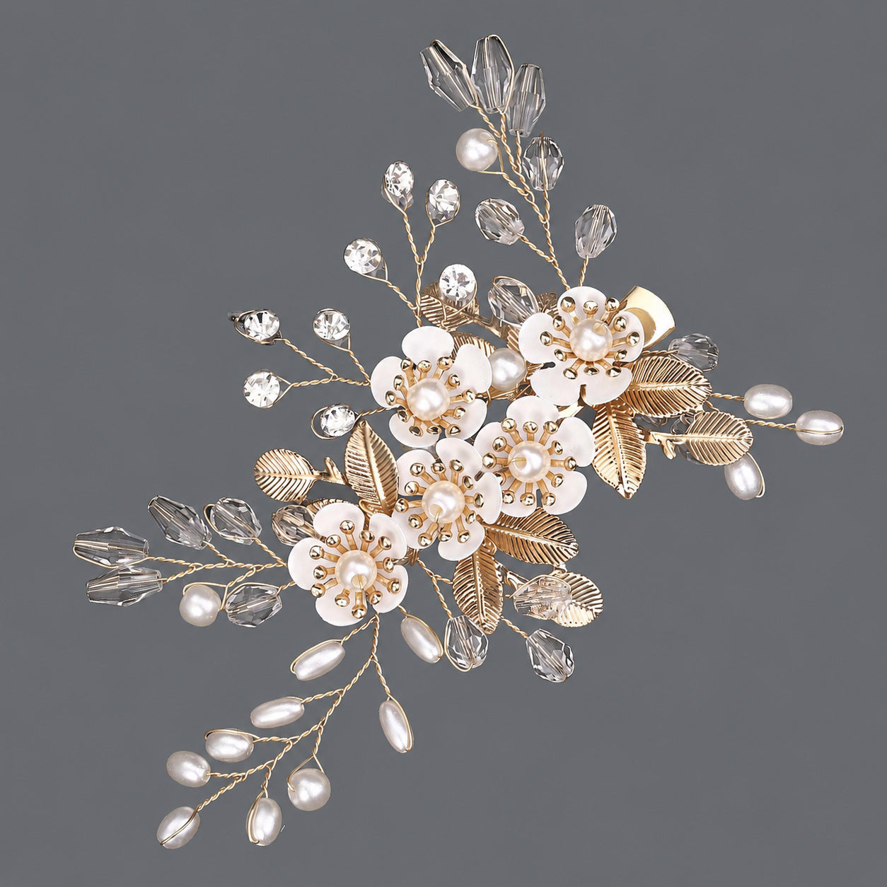 Elegant Floral Hair Clips with Pearl and Rhinestone Accents