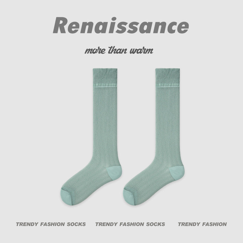 Renaissance Hollow Mesh Cotton Mid Calf Socks