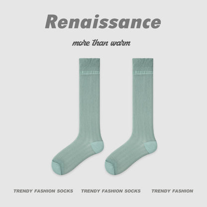 Renaissance Hollow Mesh Cotton Mid Calf Socks