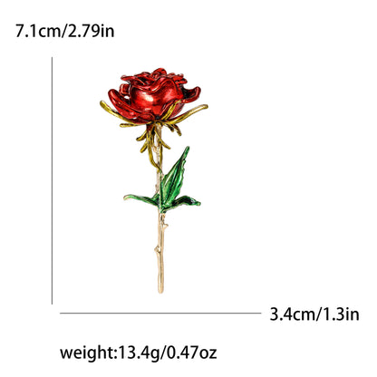 Rose Flower Brooch with Oil Droplet Finish Trendy Women's Pin
