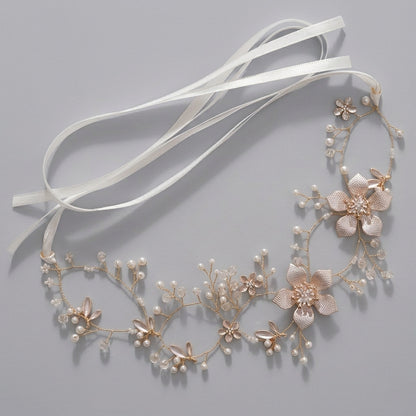 Exquisite Pearl and Crystal Flower Headpiece for Bridal Photoshoots