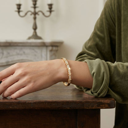 Stylish Open Cuff Bracelets with Zirconia for Weddings and Parties
