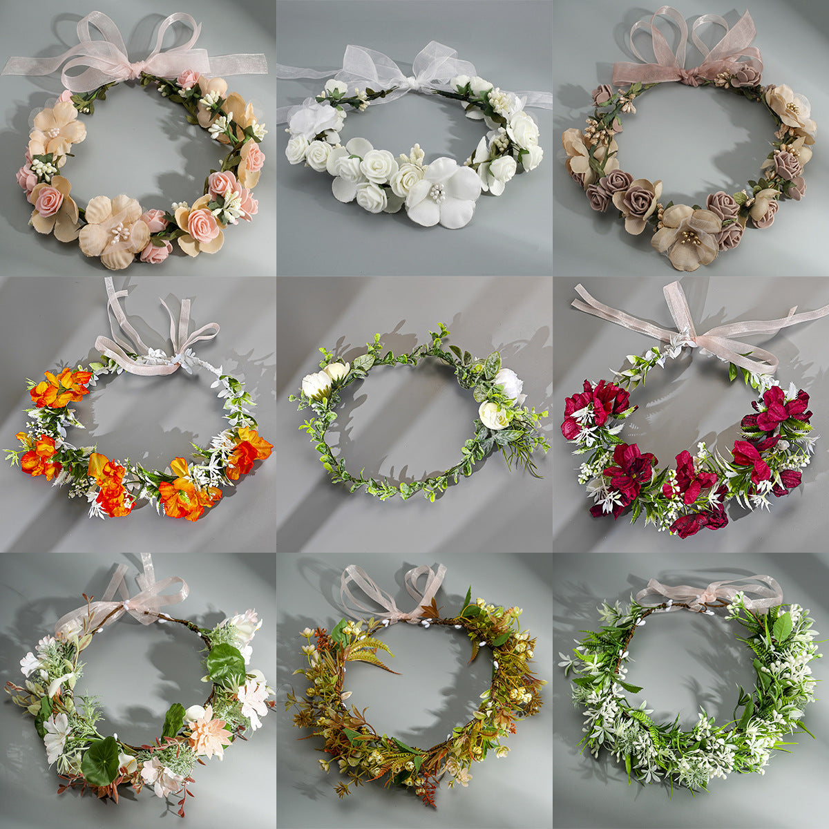 Floral Headband with Ribbons Handmade for Boho and Beach Photoshoots