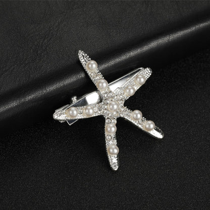 Starfish Rhinestone Hair Clip Trendy Gold Silver Bridal Accessory