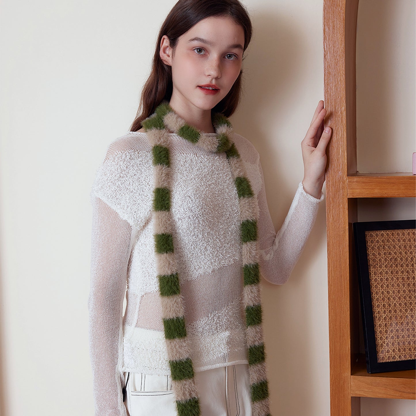 Trendy Striped Knit Scarf for Women - Versatile Chic Autumn/Winter Accessory