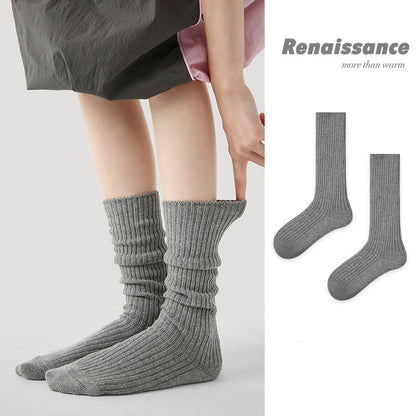 Mid Calf Colorblock Cotton Blend Slouch Socks