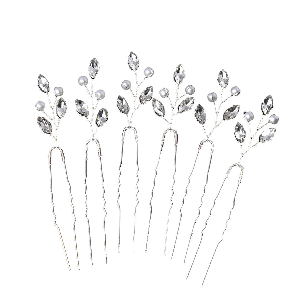 Emerald U Shaped Hair Pins Set of 6 Elegant Bridal Hairpiece