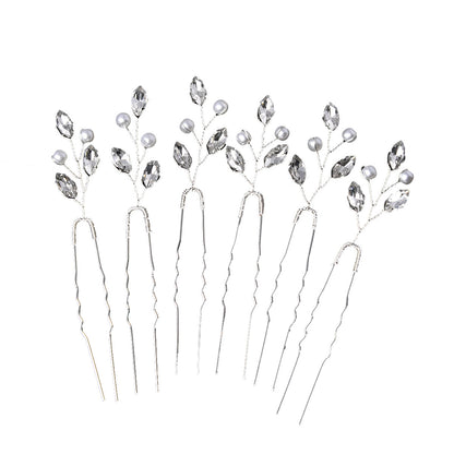 Emerald U Shaped Hair Pins Set of 6 Elegant Bridal Hairpiece