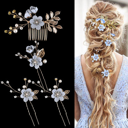 Colorful Floral Bride Wedding Hairpiece Set