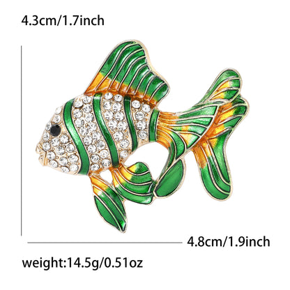 Luxury Enamel Goldfish Brooch Pendant Cute Animal Pin Jewelry
