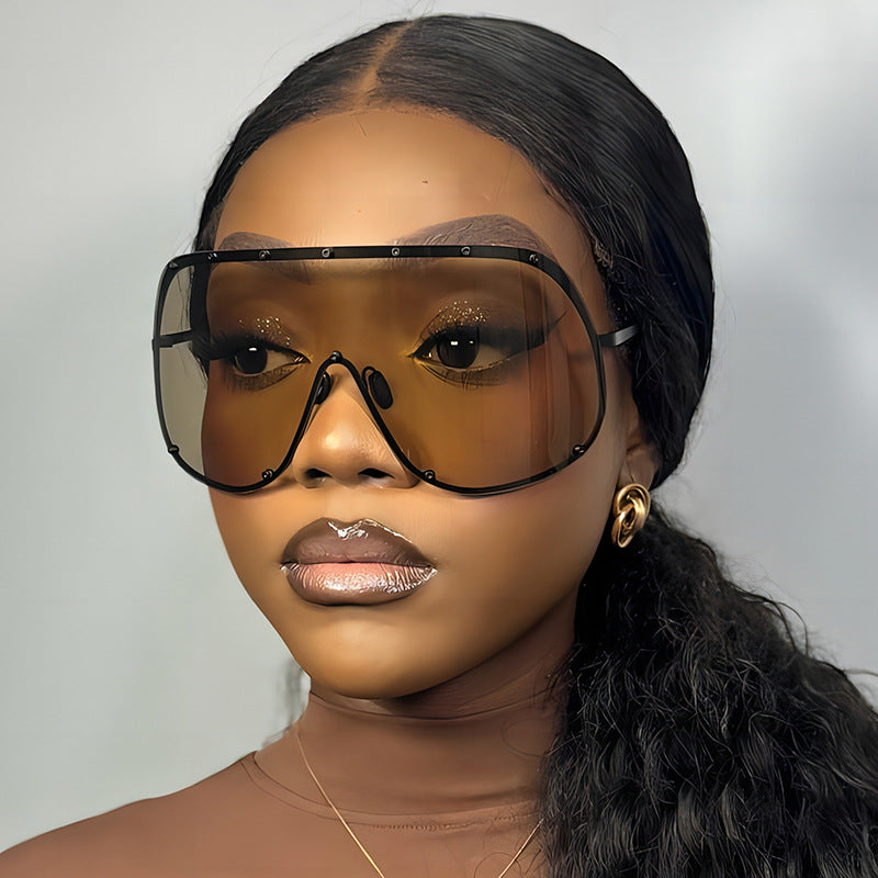 Chic Brown Oversized Sunglasses UV400 Protection