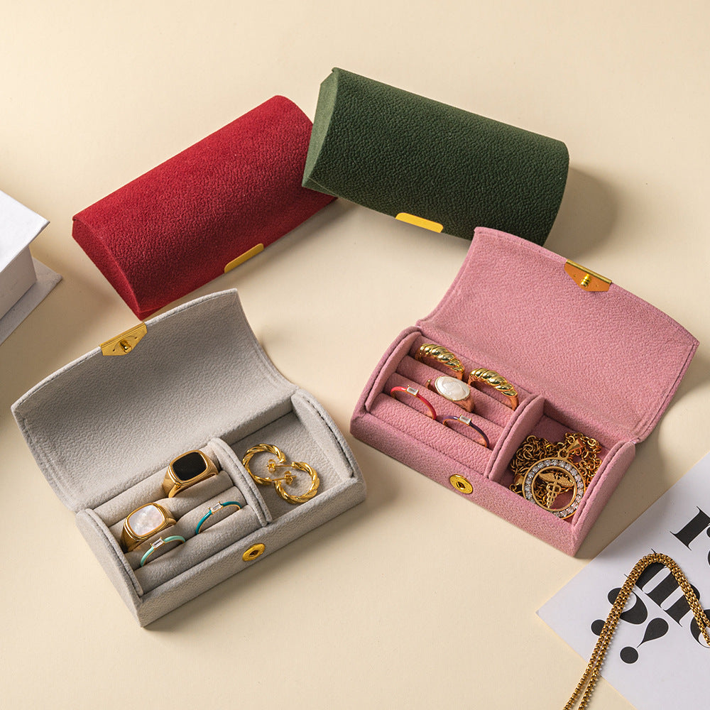 Mini Velvet Ring Jewelry Travel Case Anti Tarnish