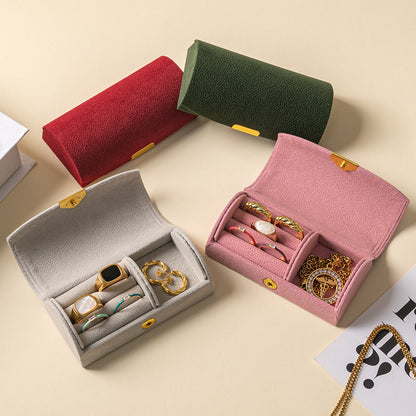 Mini Velvet Ring Jewelry Travel Case Anti Tarnish