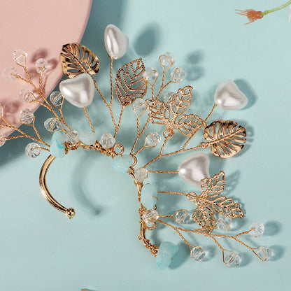 Elegant Crystal Leaf Ear Clips Handmade Ear Cuffs for Non-Pierced Ears