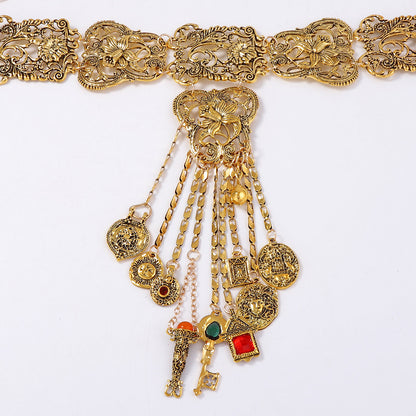 Bohemian Geometric Floral Tassel Statement Necklace