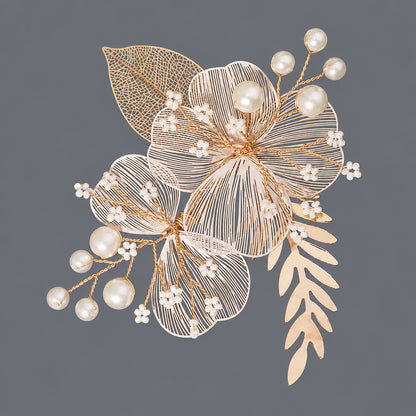 Elegant Floral Hair Clips with Pearl and Rhinestone Accents