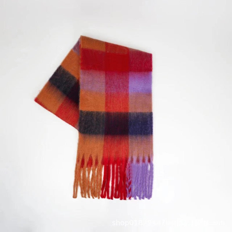 Trendy Plaid Scarf Plush Warm Women’s Shawl