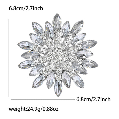 Alloy Creative Rhinestone Hollow Sunflower Flower Brooch Stylish Elegant Pin