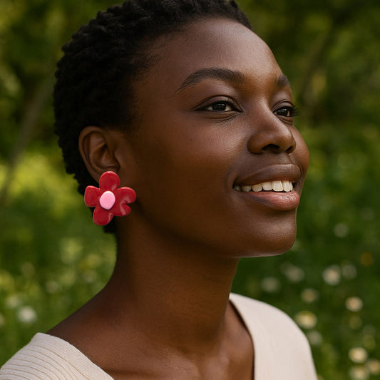 Acrylic Cartoon Flower Stud Earrings Lightweight Commuter
