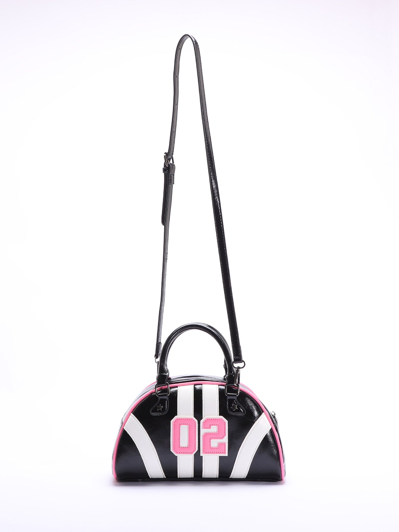 Bowling Bag for Women Trendy Colorblock PU Casual Crossbody