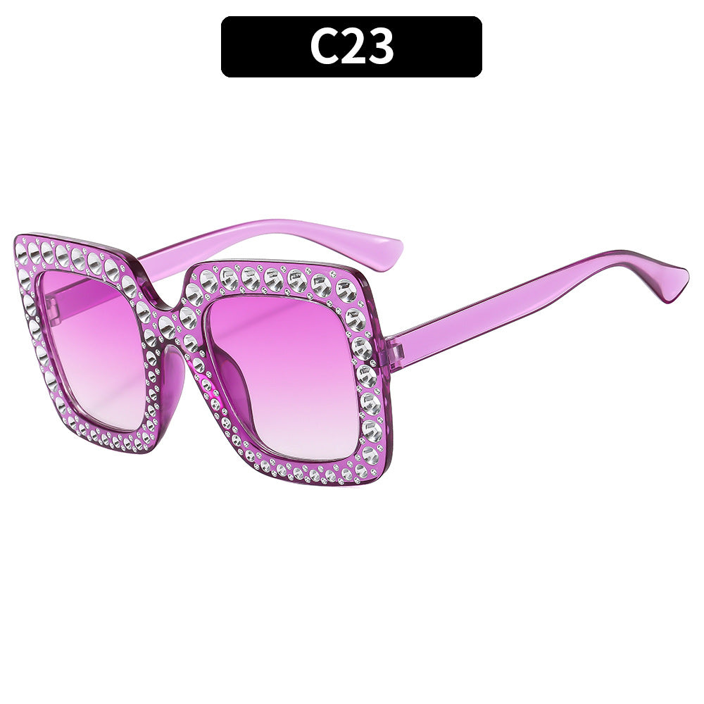 Colorful Gemstone-Embellished Disco Sunglasses Retro Style