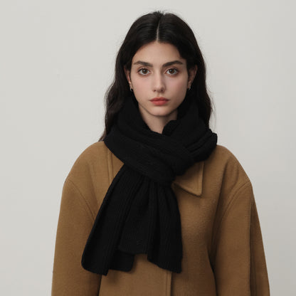 Wool Blend Knitted Scarf Soft Warm Cozy Fashionable Neck Warmer