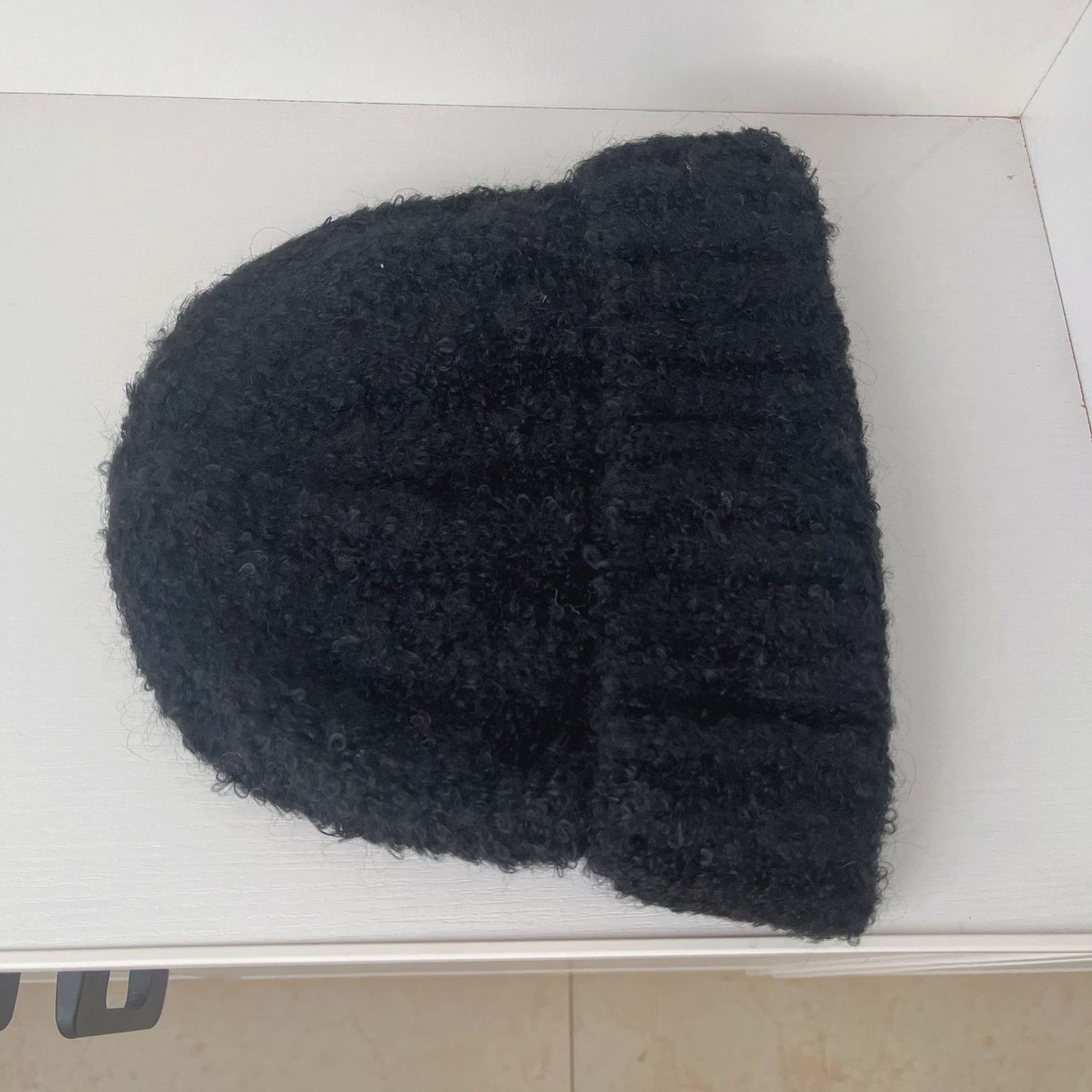 Vintage Warm Thick Knit Beanie with Contrast Color for Women