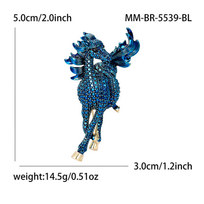 Metallic Horse Brooch Vintage Style Rhinestone Pin for Women