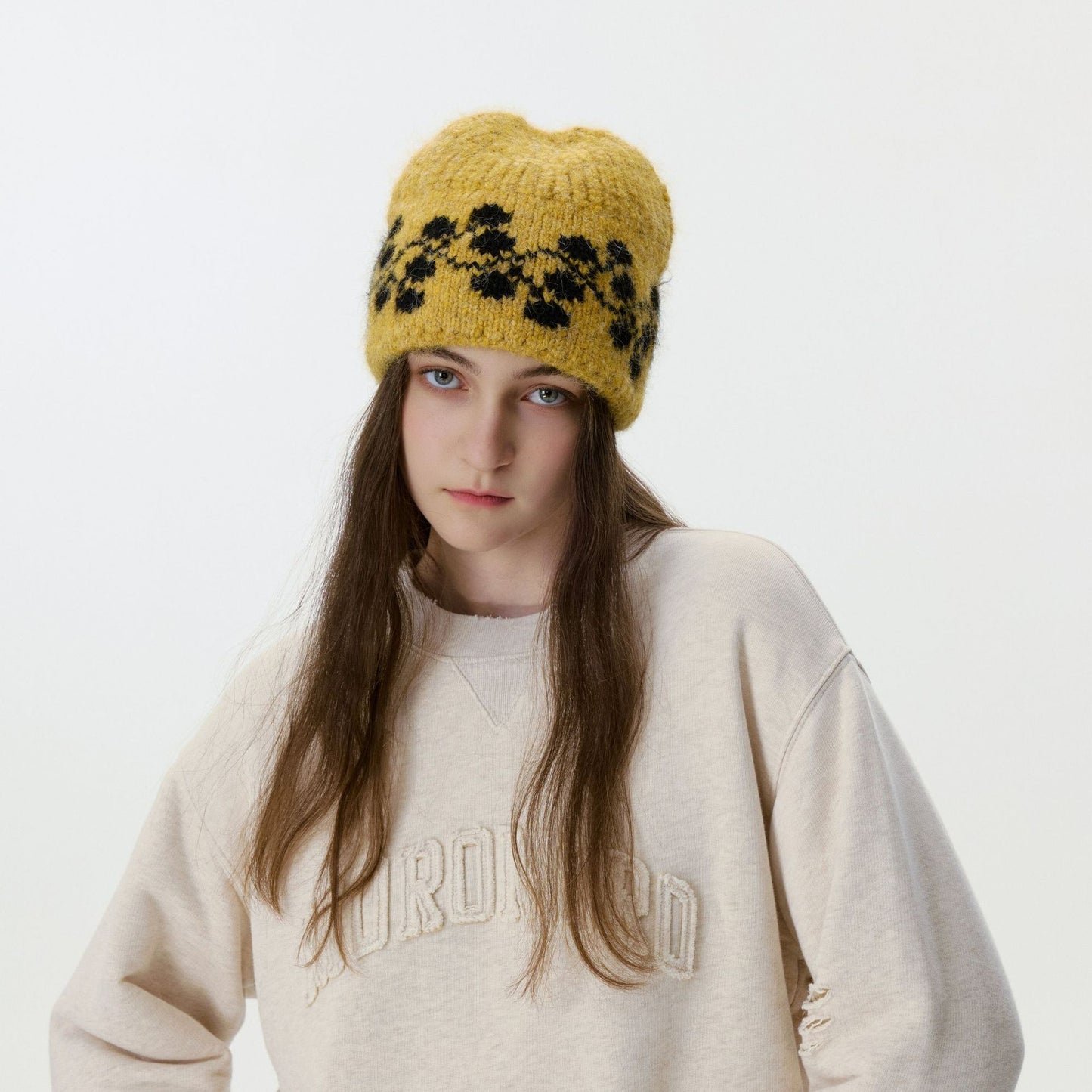 Retro Jacquard Knit Beanie Hat for Men and Women
