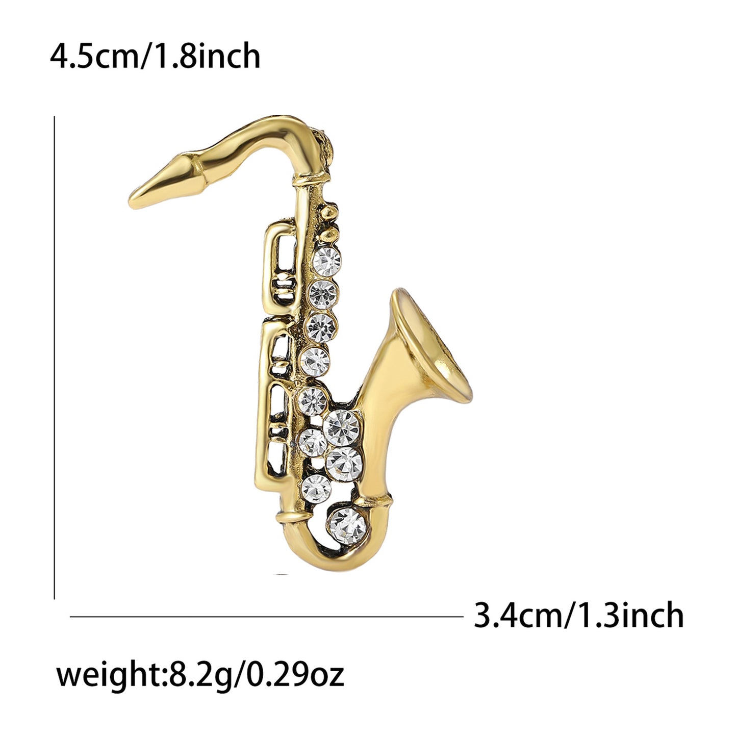 Trendy Alloy Enamel Rhinestone Saxophone Brooch